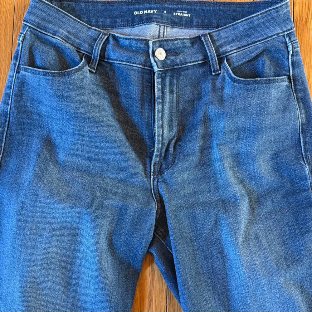 2 Pairs Old Navy OG High Rise Straight Blue Stretch Denim Jeans Women’s Sz 6 - Picture 8 of 9